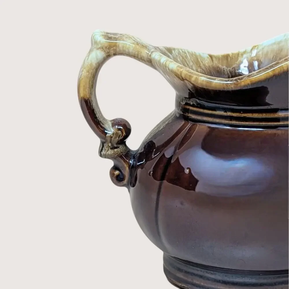 1970s McCoy Brown Drip Glaze Ceramic Pitcher